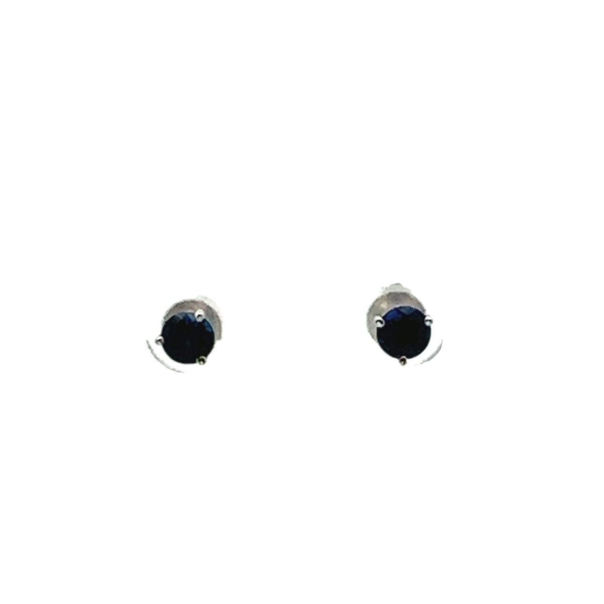 18k White Gold Stud Earrings with Blue Sapphires