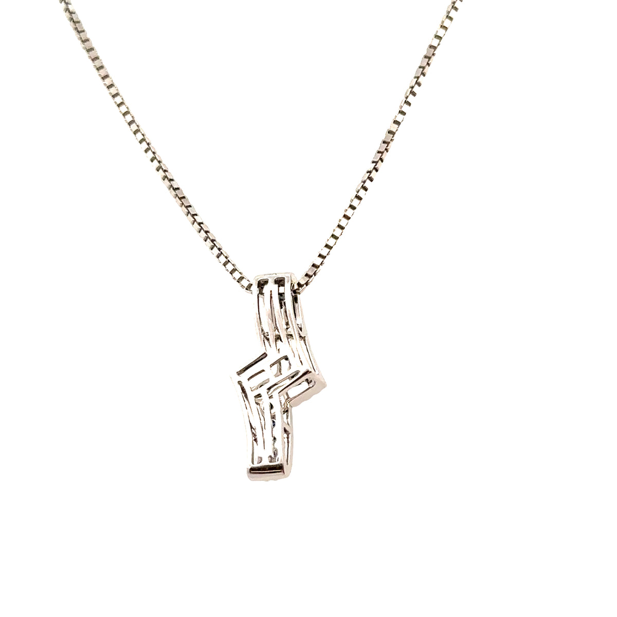 14k White Gold Pendant with Fancy Blue and White Diamonds