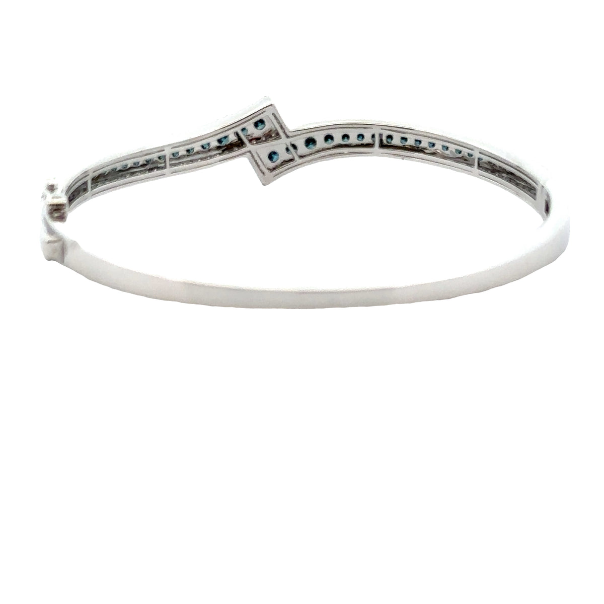 14k White Gold Bangle Bracelet with Fancy Blue and White Diamonds