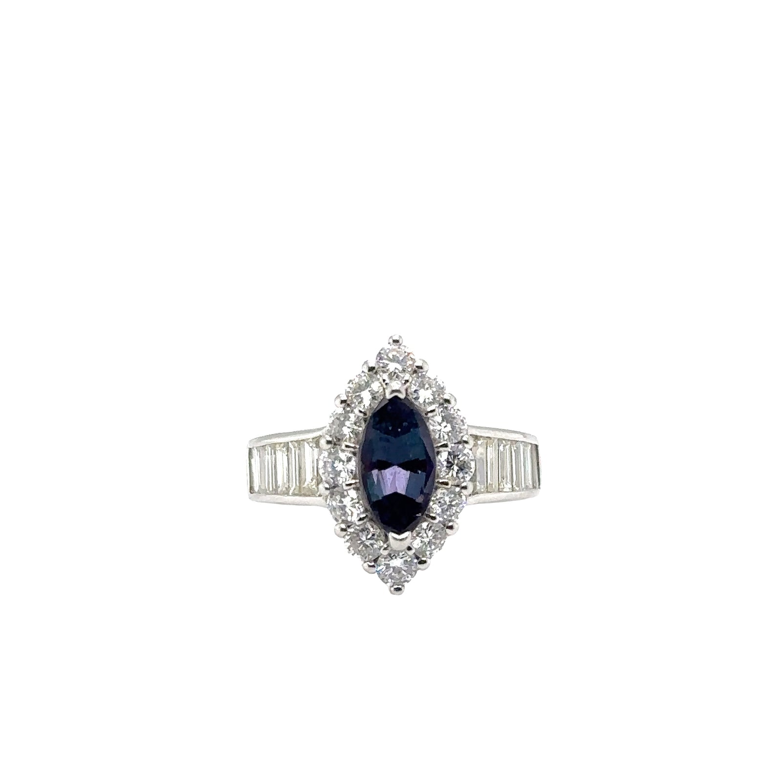 Platinum Ring with Natural Alexandrite and Diamonds