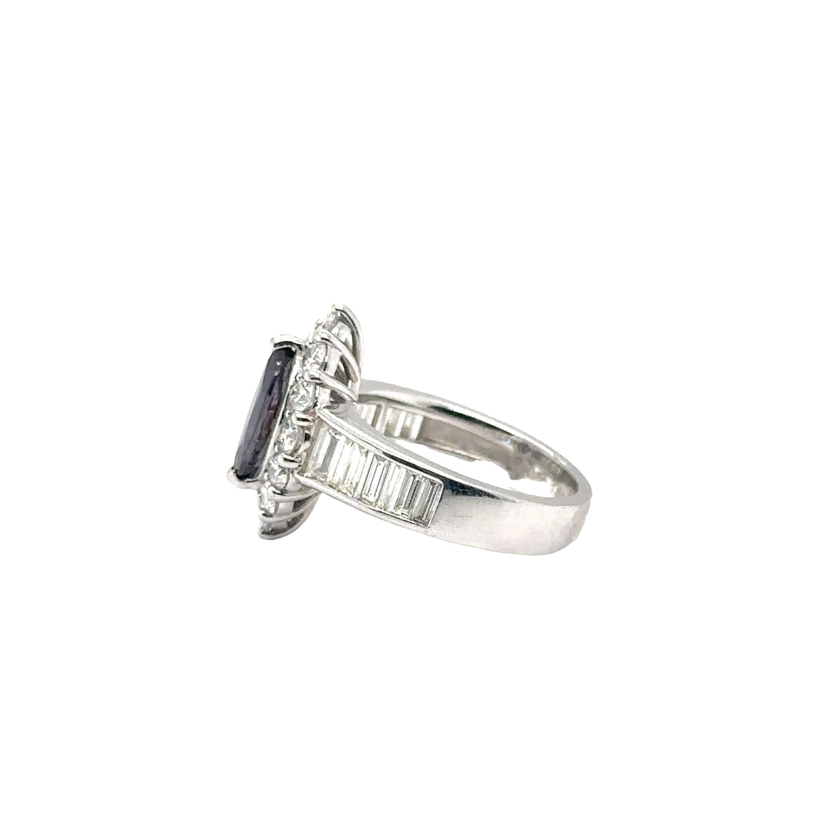 Platinum Ring with Natural Alexandrite and Diamonds