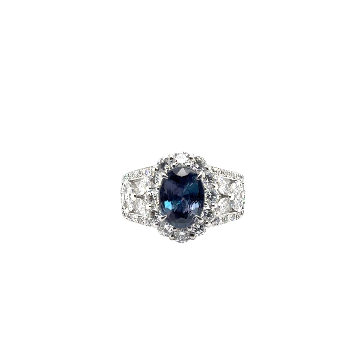Platinum Ring with Natural Alexandrite and Diamonds