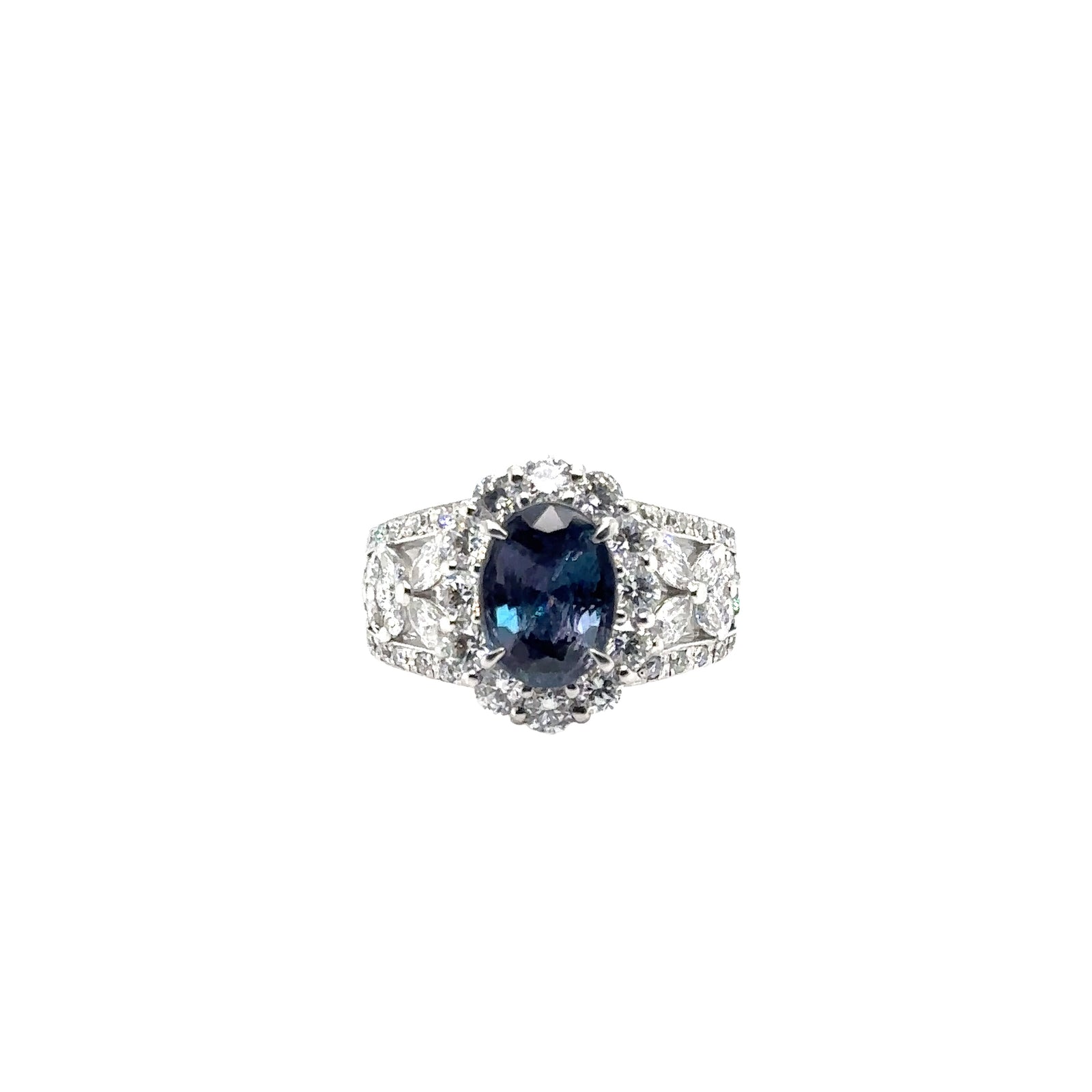 Platinum Ring with Natural Alexandrite and Diamonds