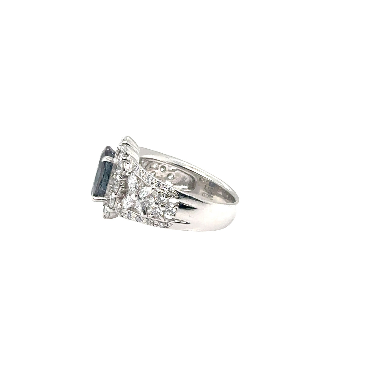 Platinum Ring with Natural Alexandrite and Diamonds