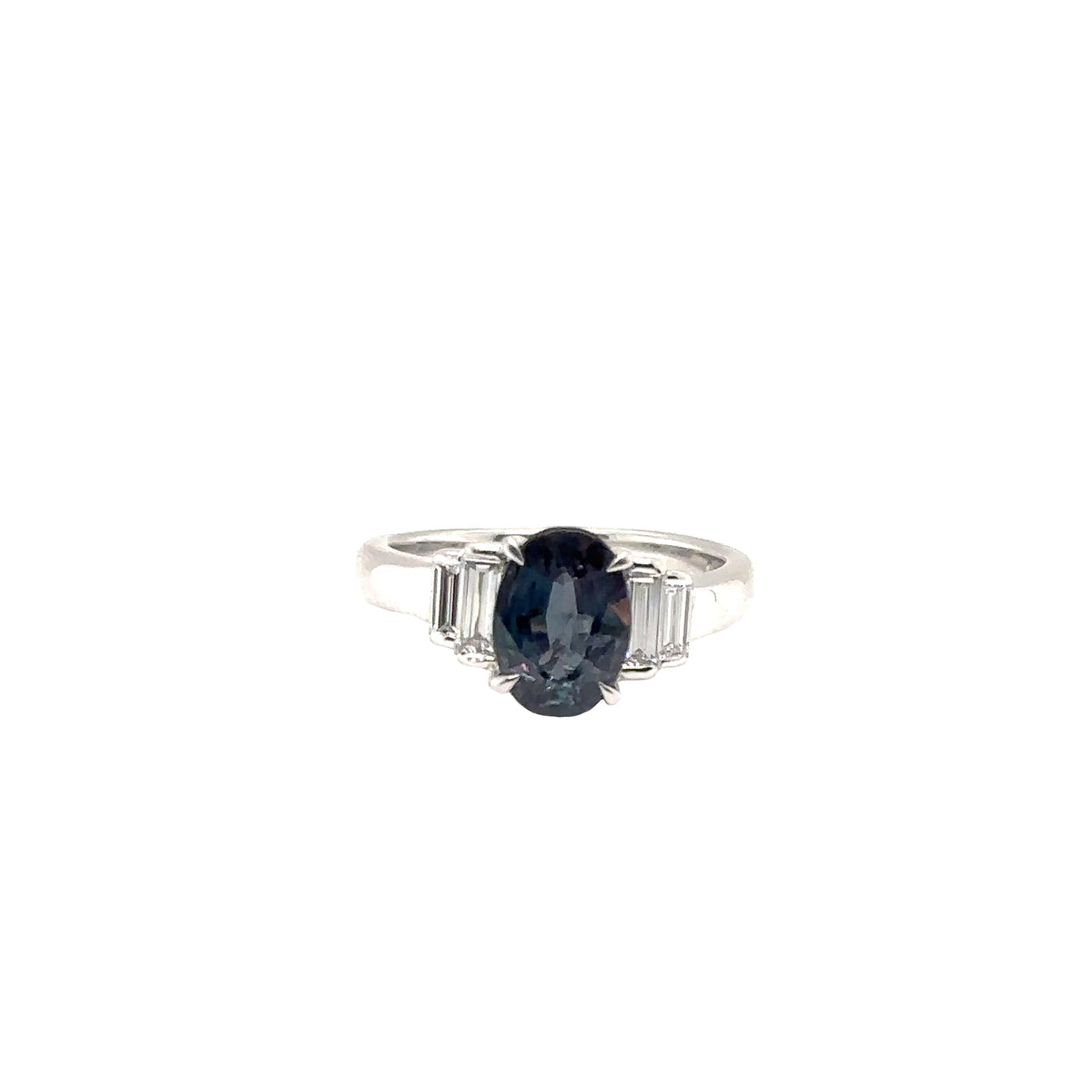 Platinum Ring with Natural Alexandrite and Diamonds