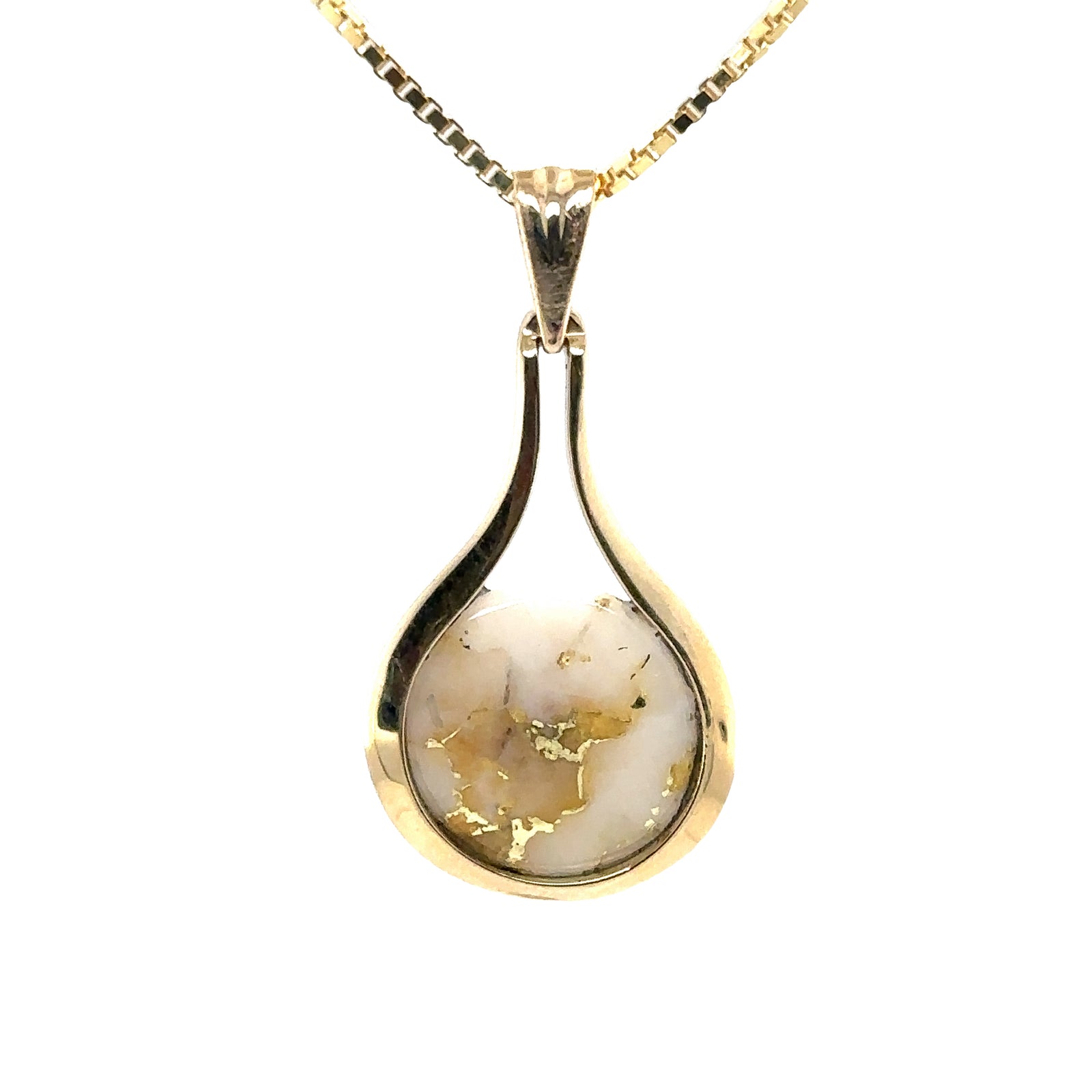 14k Yellow Gold Pendant with Natural Gold Quartz
