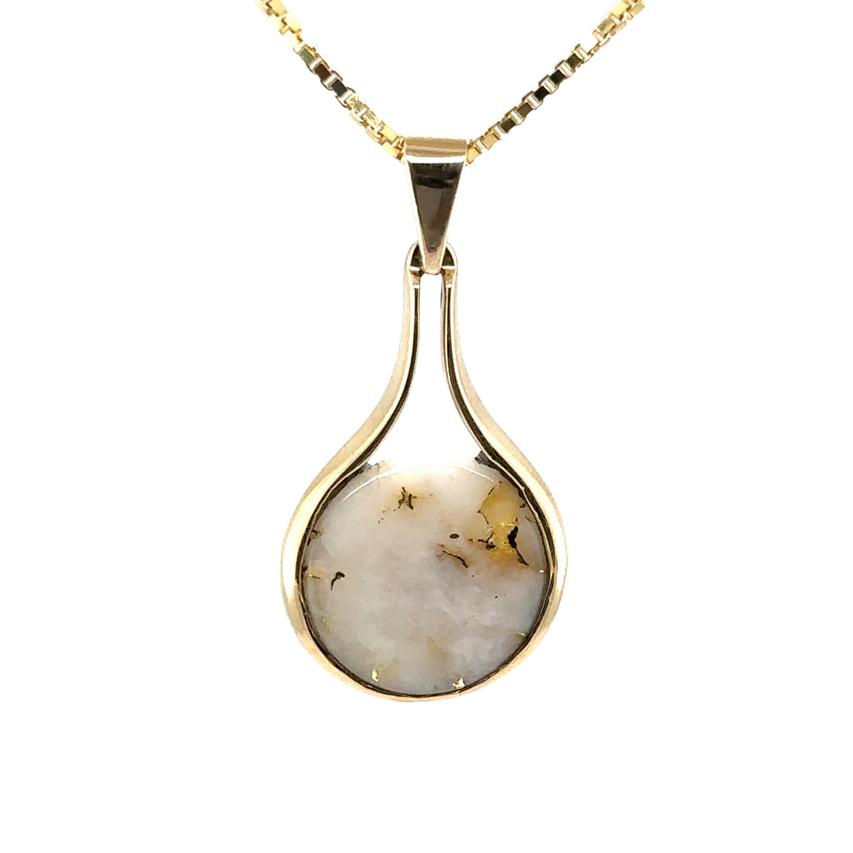 14k Yellow Gold Pendant with Natural Gold Quartz