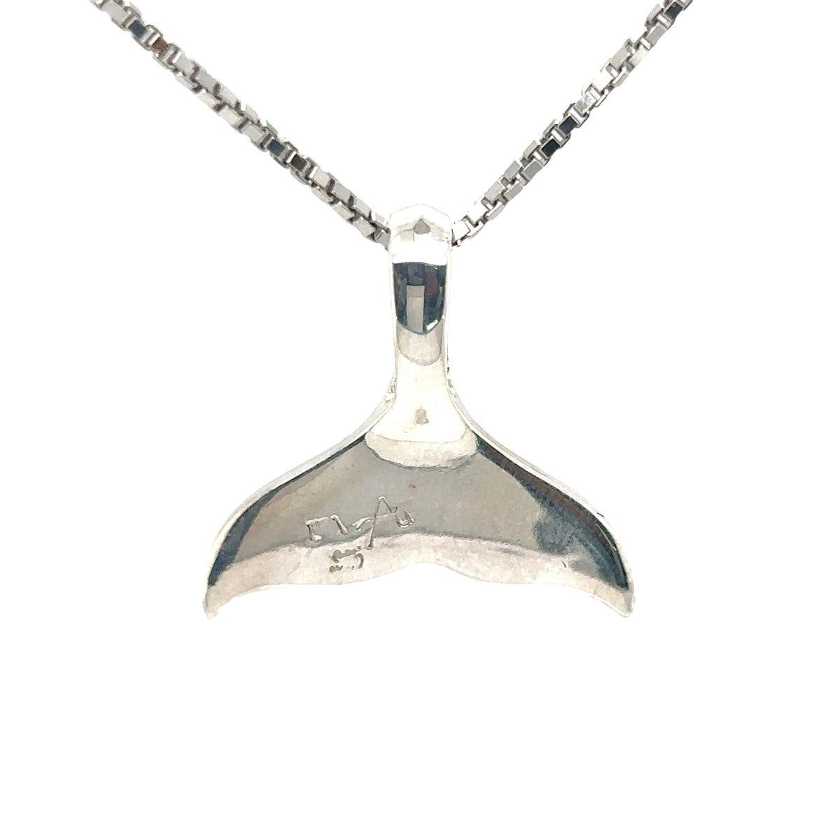Sterling Silver Whale Tail Black Jade Pendant