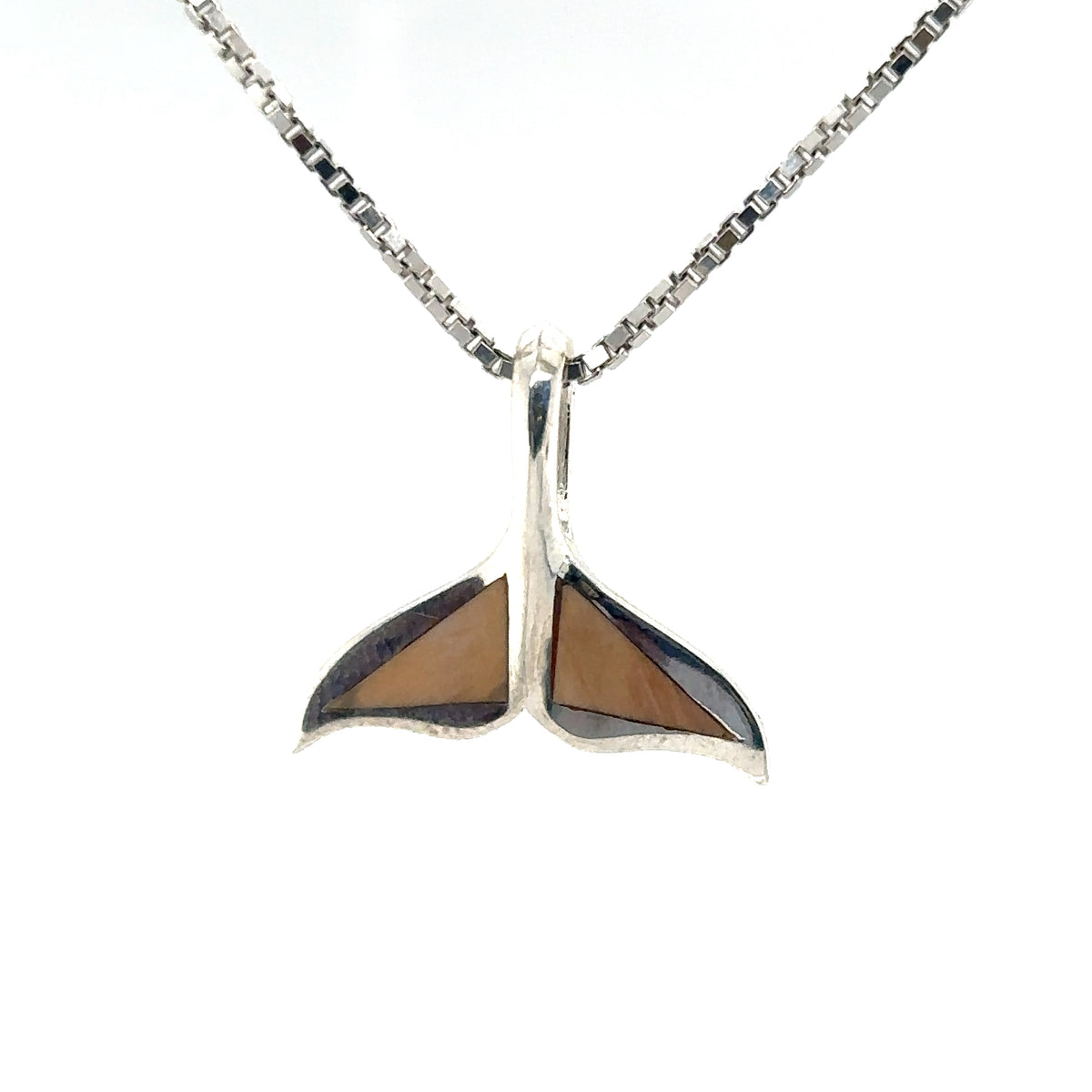 Sterling Silver Whale Tail Ivory Pendant