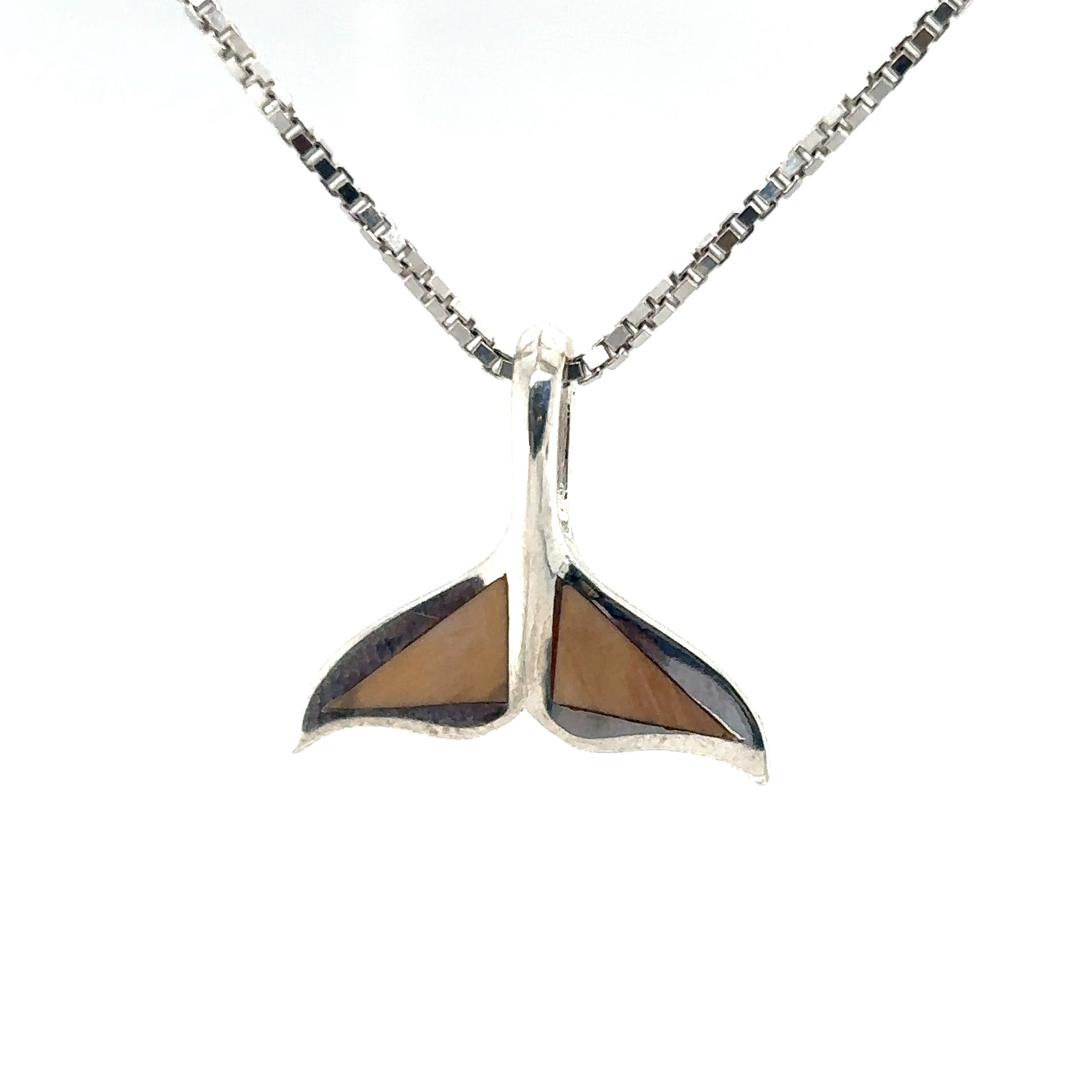 Sterling Silver Whale Tail Ivory Pendant