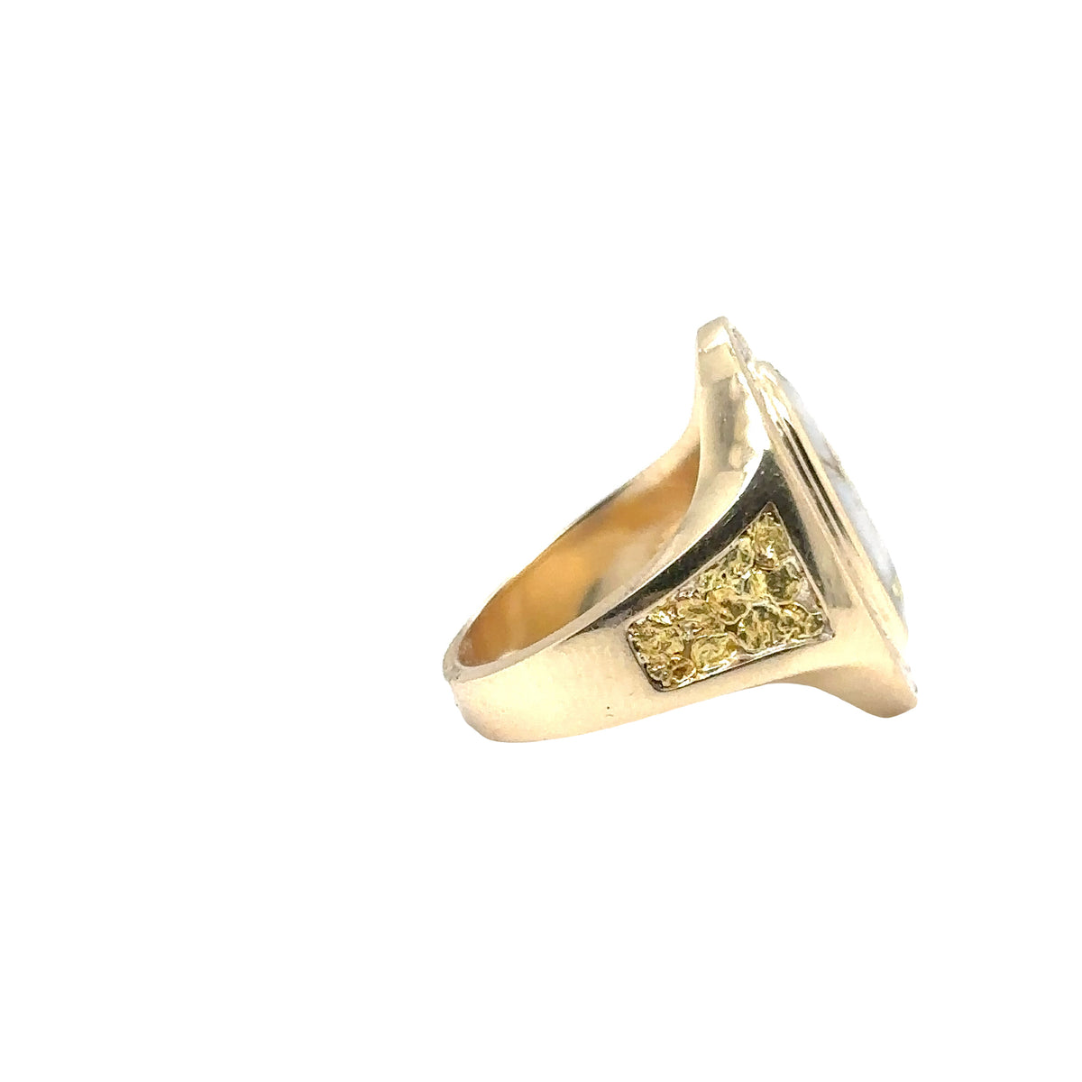 14k Yellow Gold Ring with Gold Quartz Nuggets and Diamonds