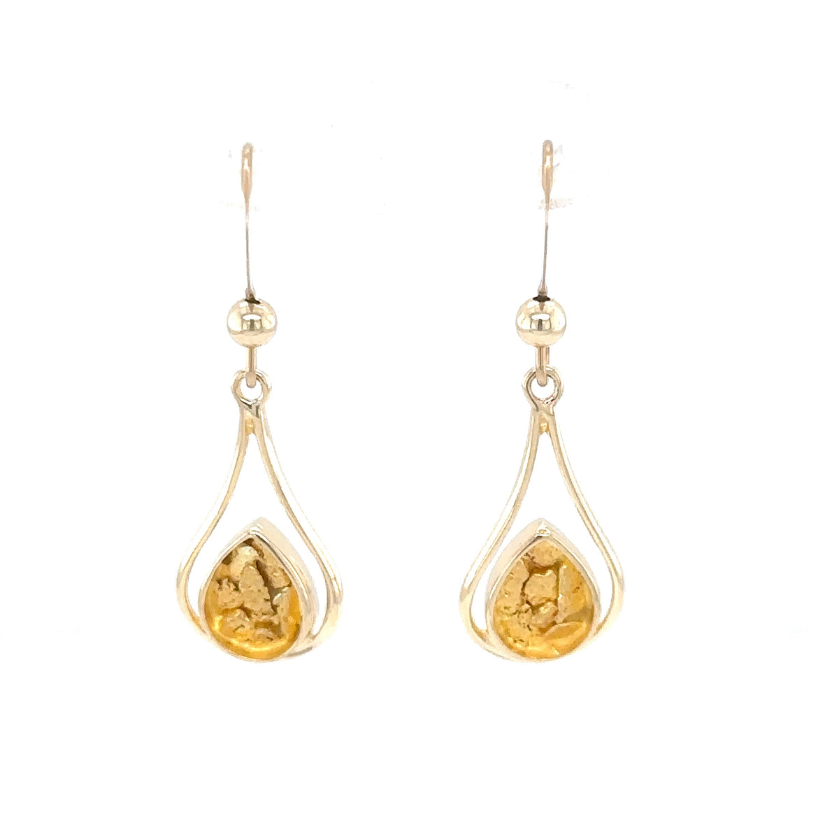 14k Yellow Gold Earrings with Natural Gold Nuggets