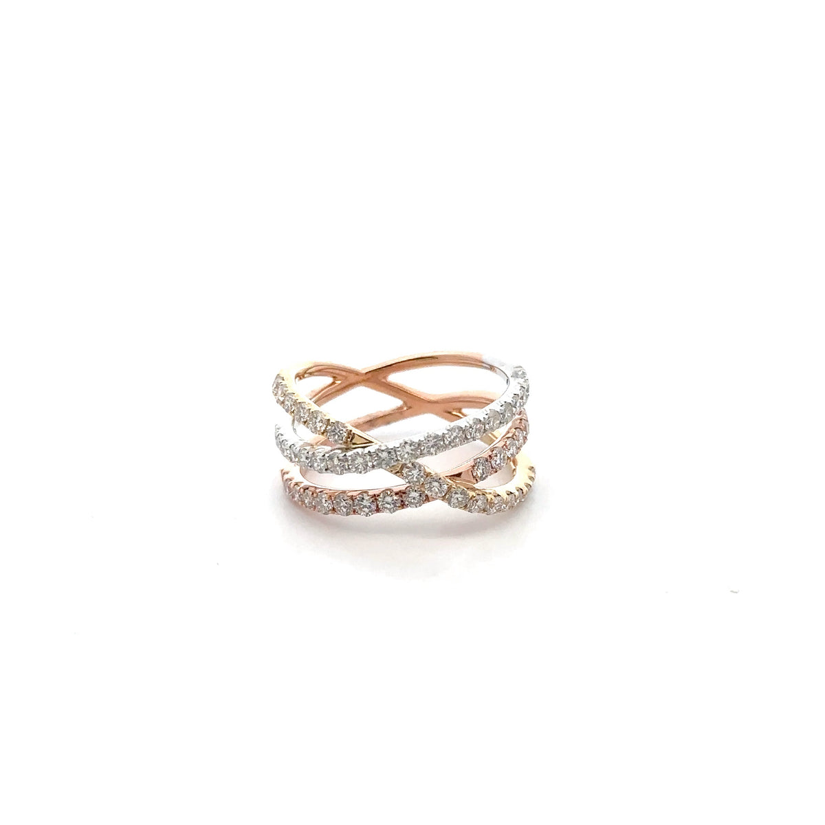 14k Tri-Colored Gold Ring with Diamonds