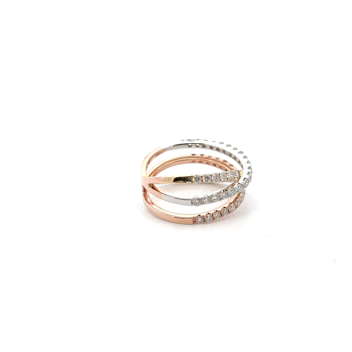 14k Tri-Colored Gold Ring with Diamonds