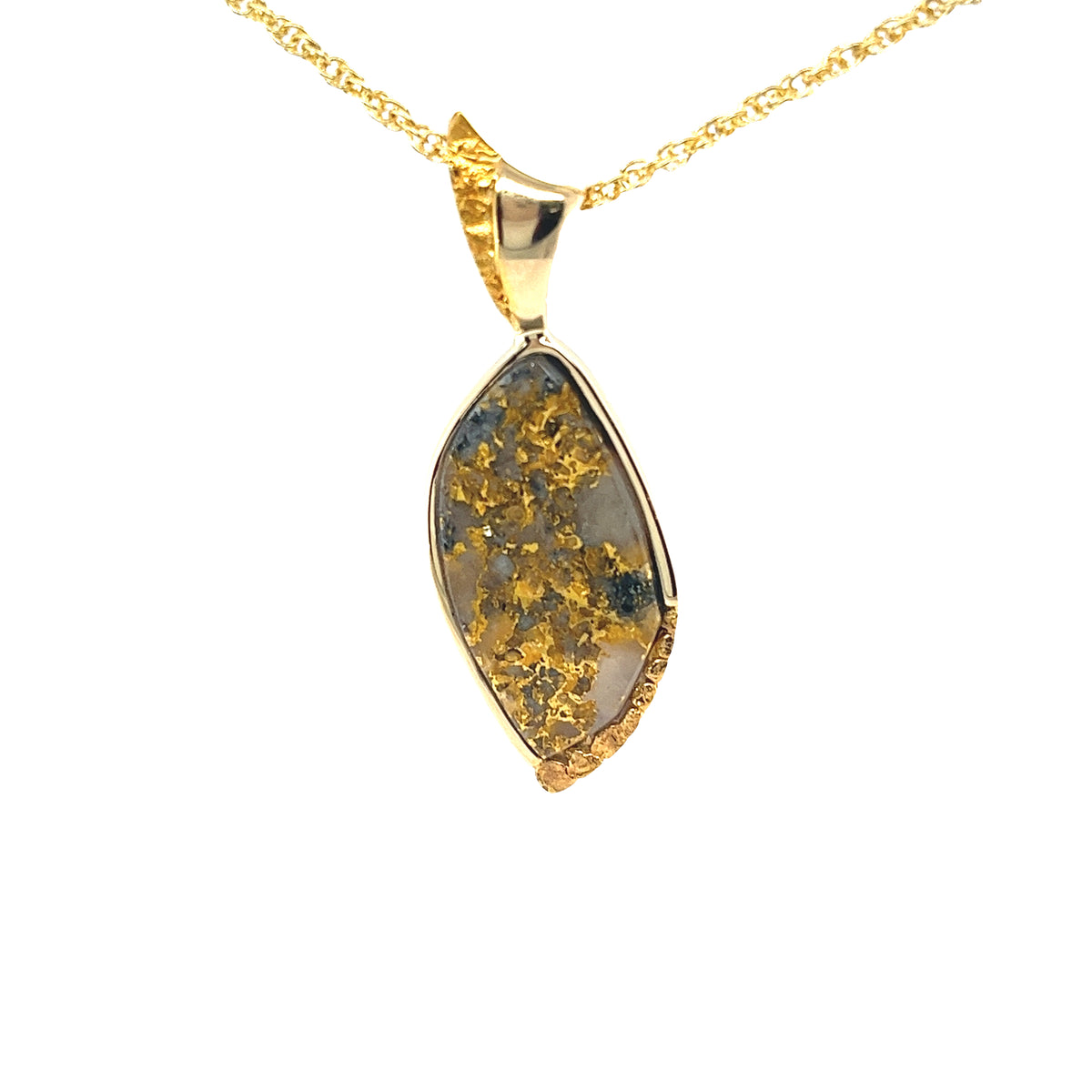 14k Yellow Gold Pendant with Natural Gold Quartz