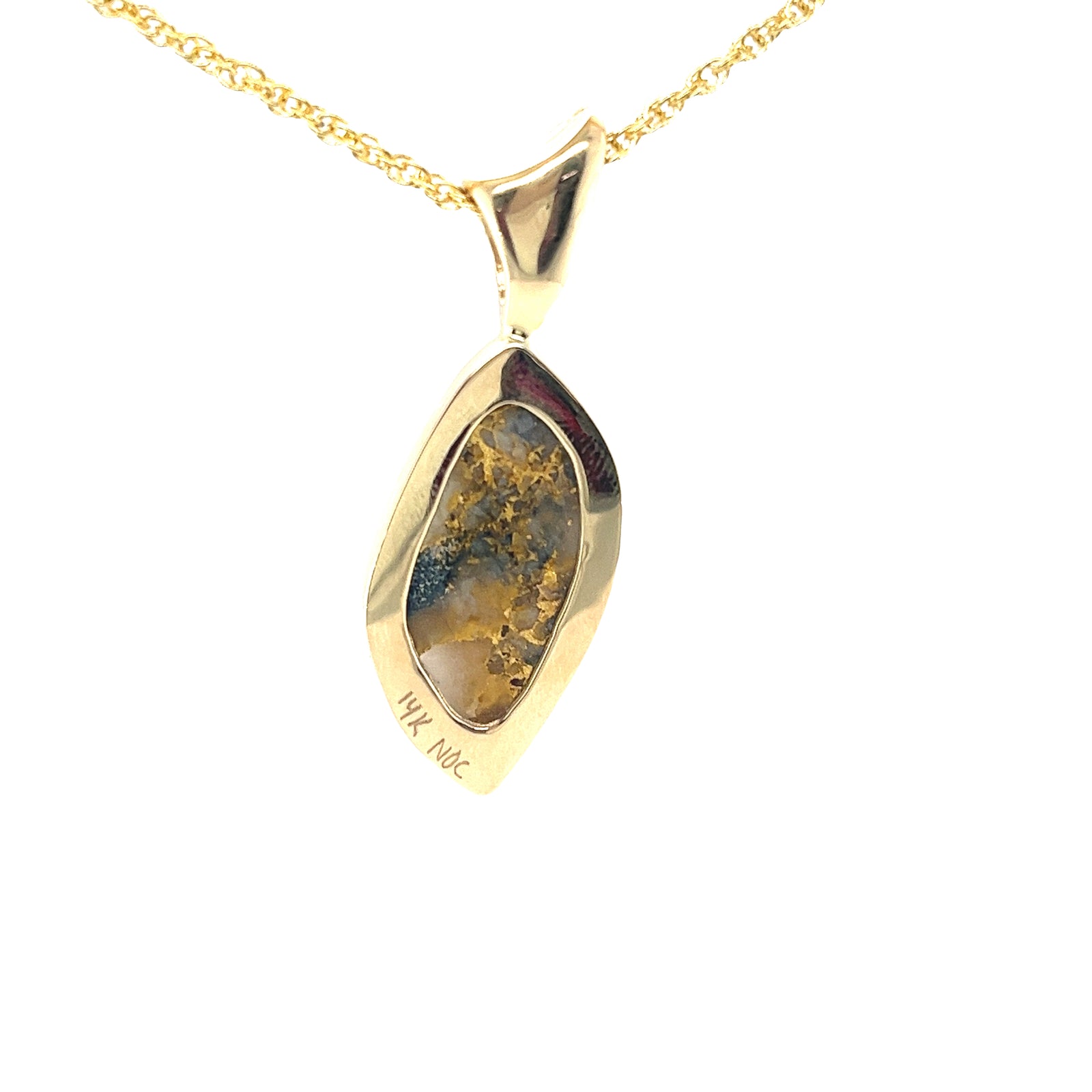 14k Yellow Gold Pendant with Natural Gold Quartz