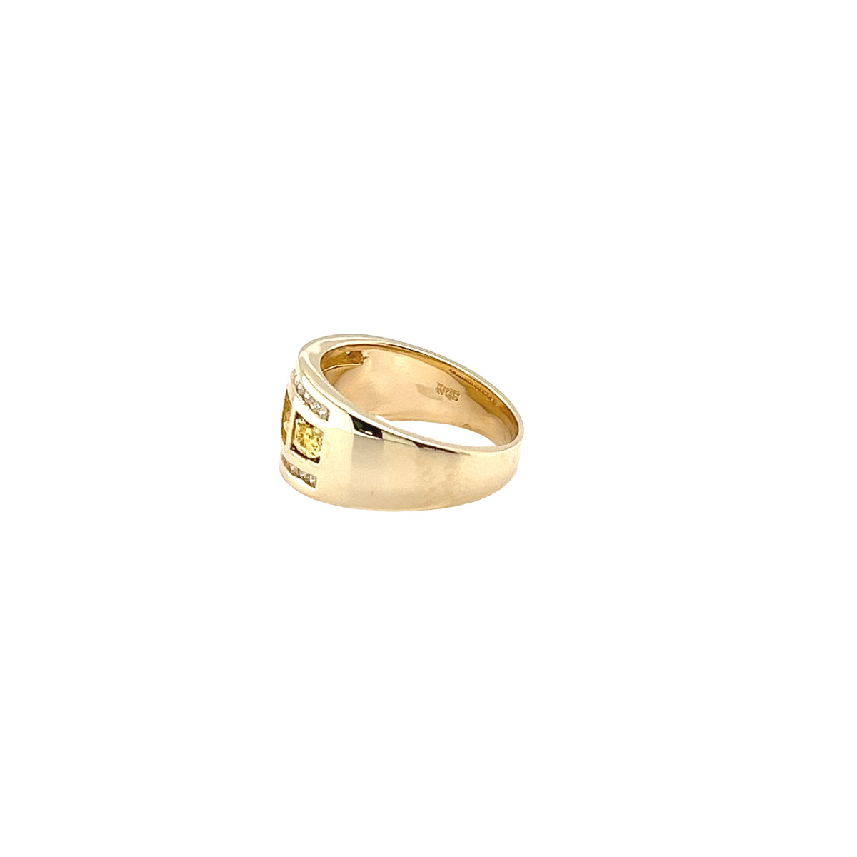 14k Yellow Gold Ring with Gold Nuggets and Diamonds