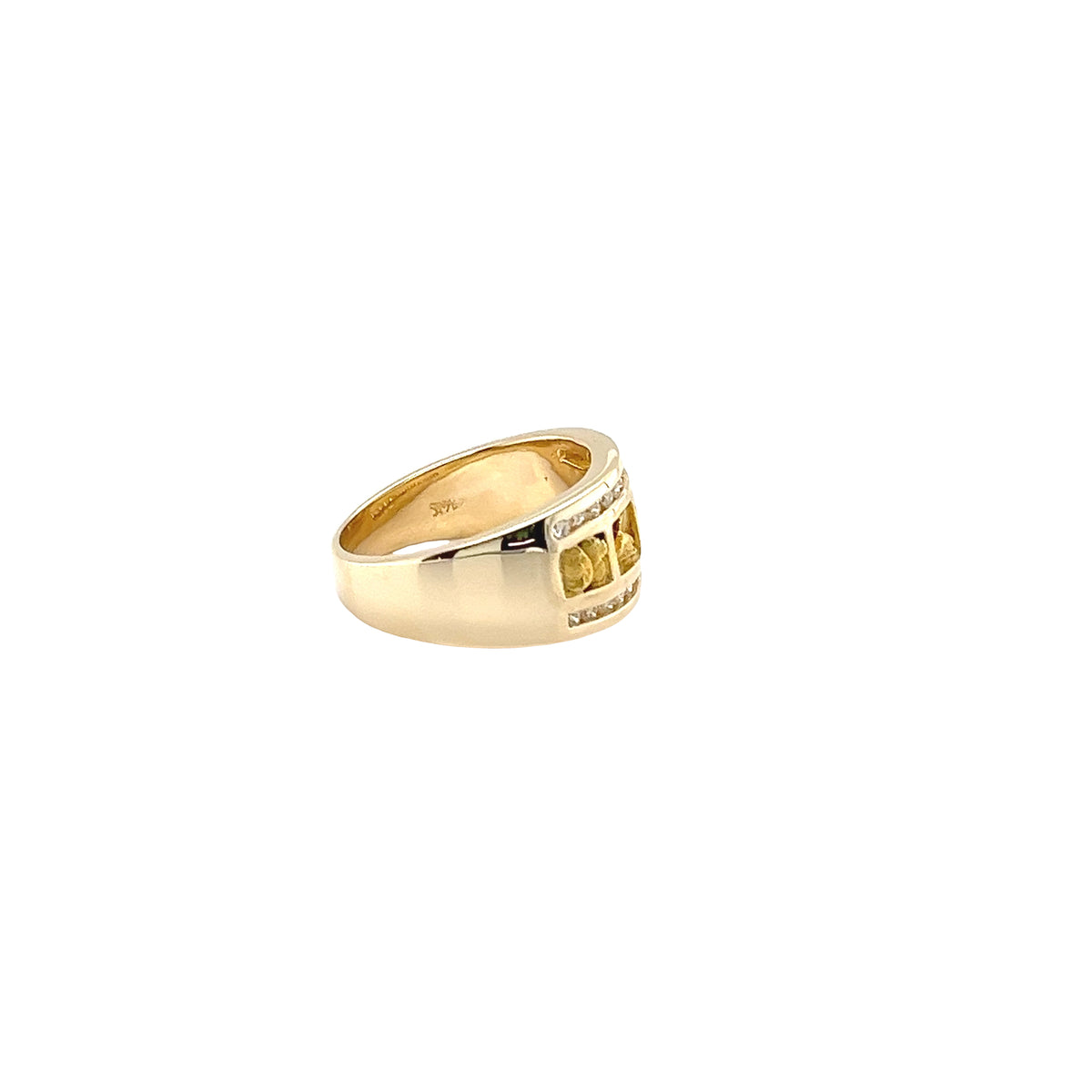 14k Yellow Gold Ring with Gold Nuggets and Diamonds