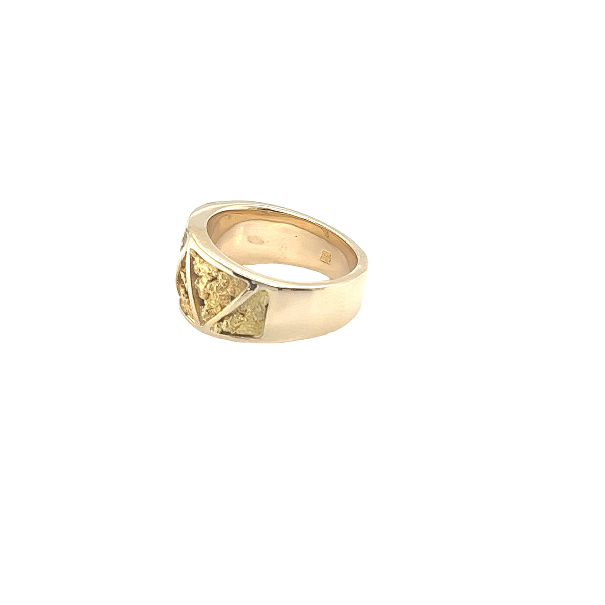 14k Yellow Gold Ring with Gold Nuggets and Diamonds