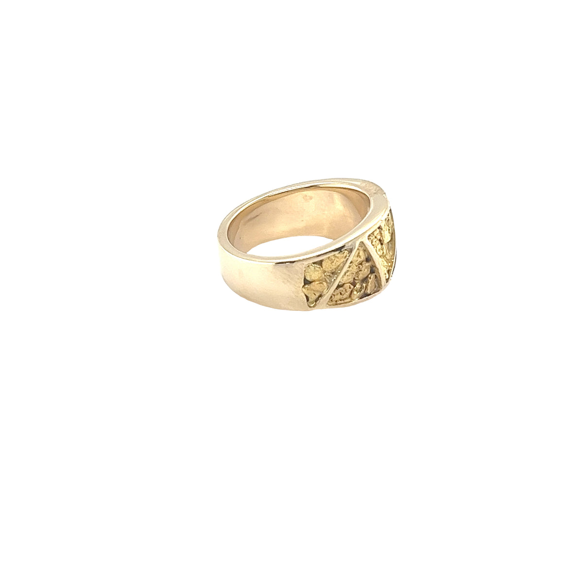 14k Yellow Gold Ring with Gold Nuggets and Diamonds