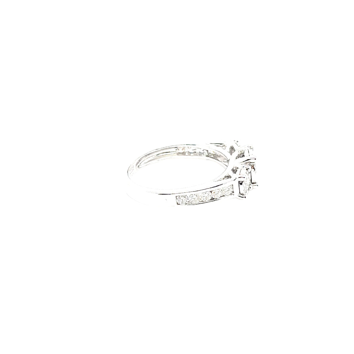 Elegant Three-Stone 14k White Gold Diamond Ring