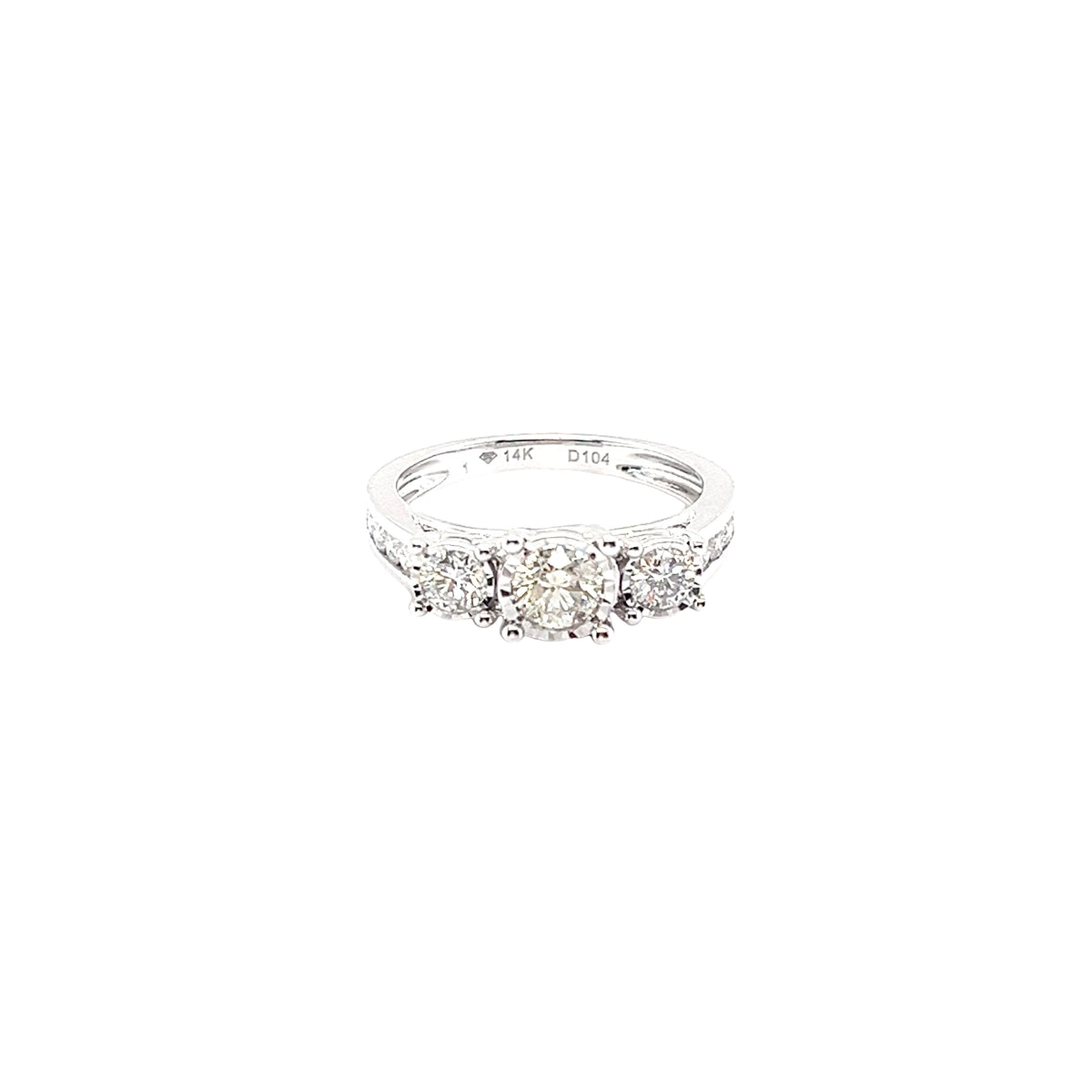 Elegant Three-Stone 14k White Gold Diamond Ring