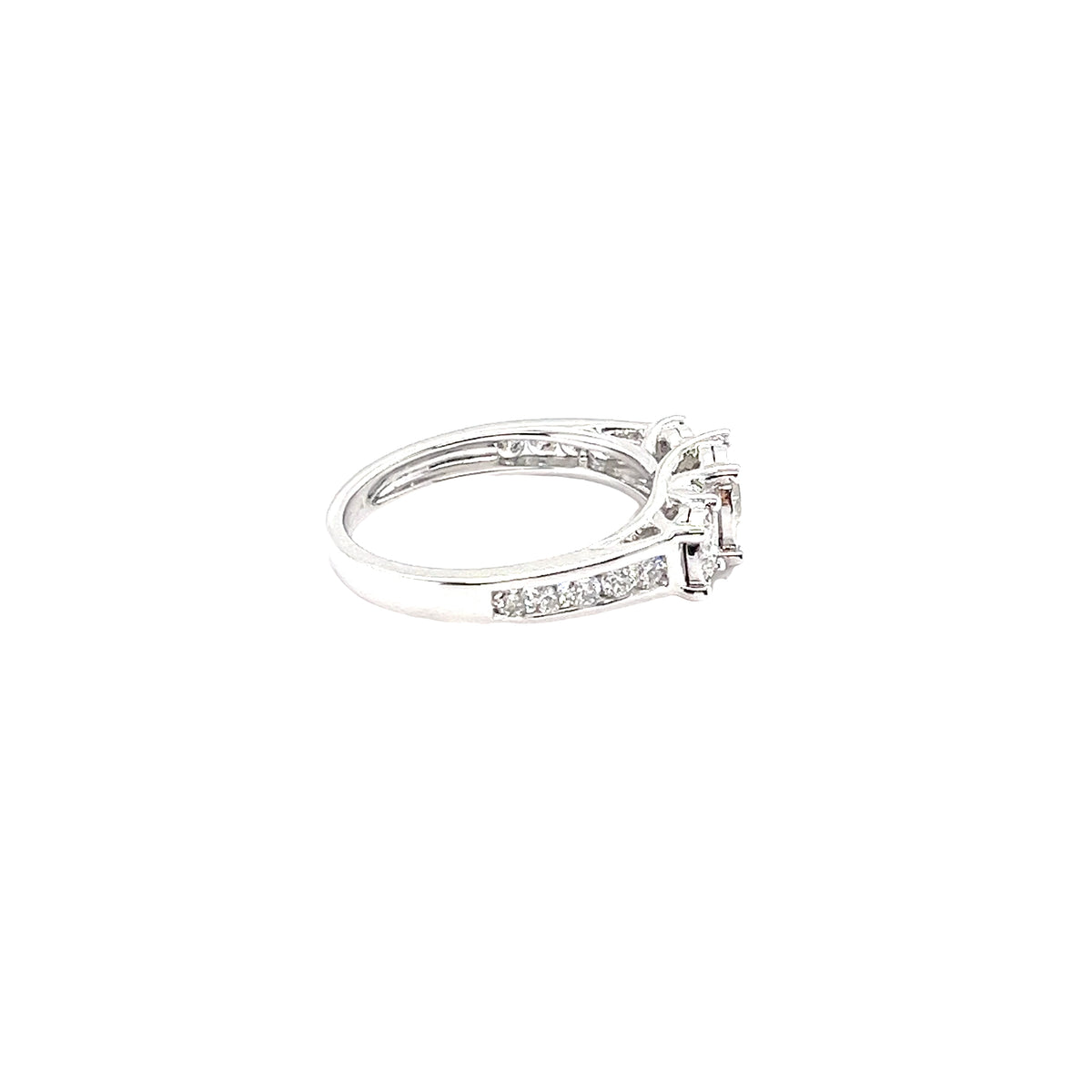 Elegant Three-Stone 14k White Gold Diamond Ring