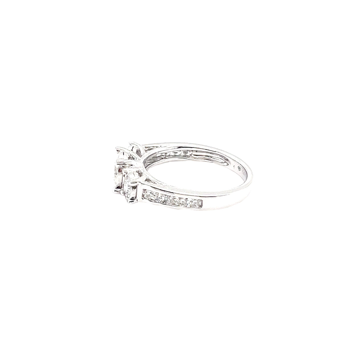 Elegant Three-Stone 14k White Gold Diamond Ring