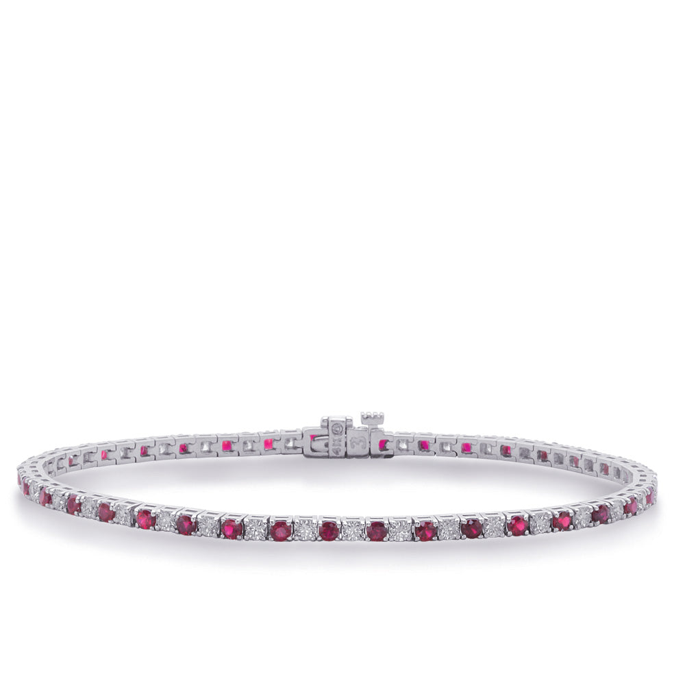 White Gold Ruby & Diamond Bracelet