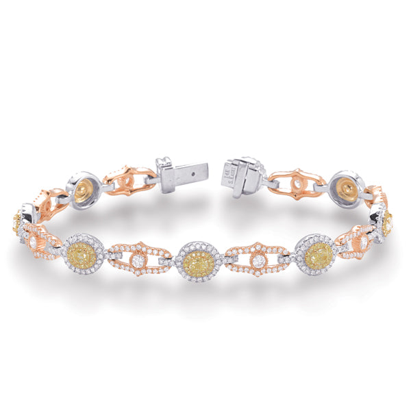 Rose Yellow White Gold Diamond Bracelet