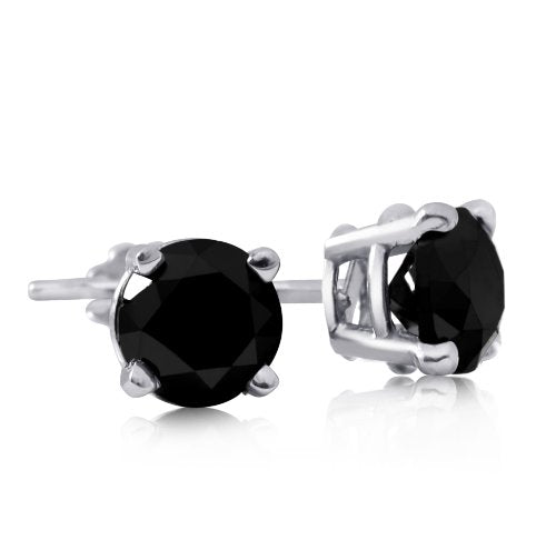 Black Diamond Studs Made In 14K White Gold