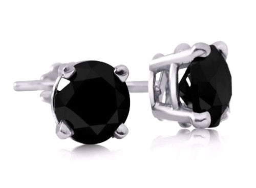 Black Diamond Studs Made In 14K White Gold