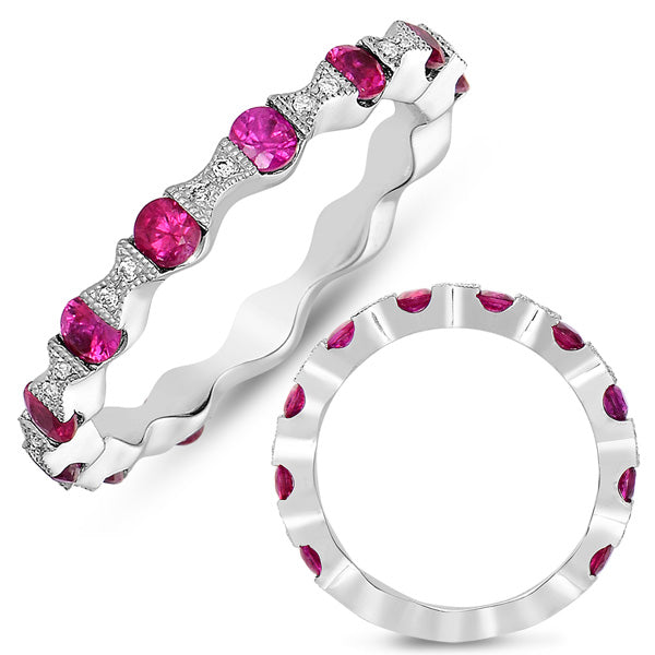 White Gold Ruby &amp; Diamond Band