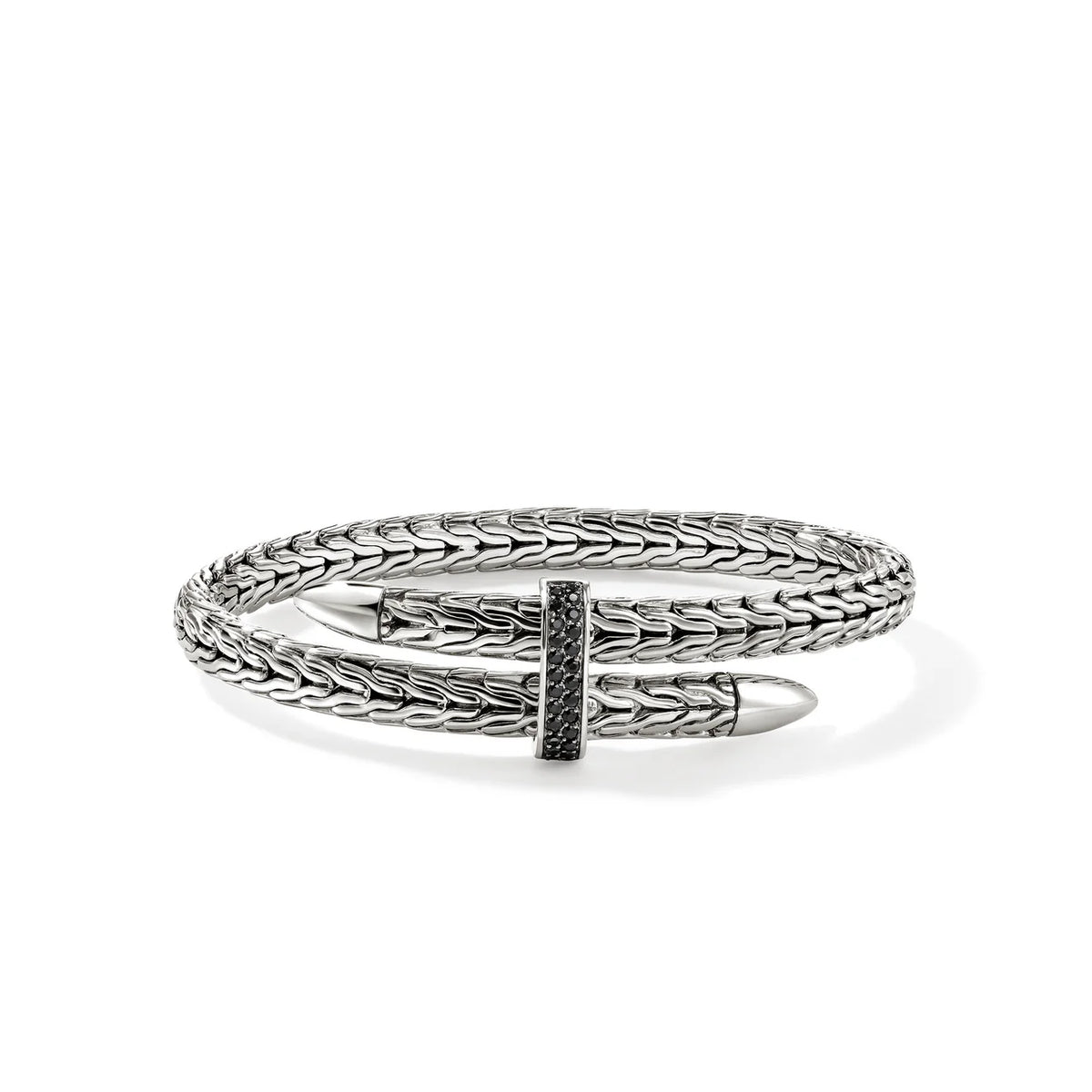 Spear Flex Cuff with Black Sapphires in Sterling Silver by John Hardy