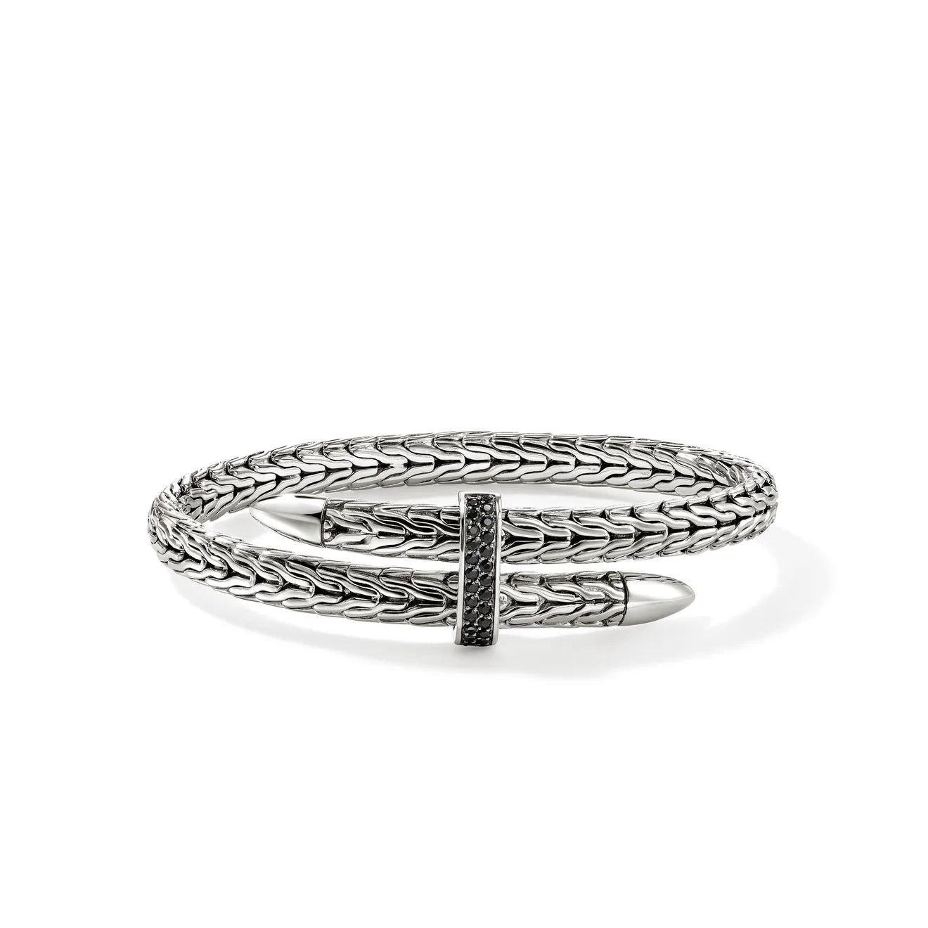 Spear Flex Cuff with Black Sapphires in Sterling Silver by John Hardy