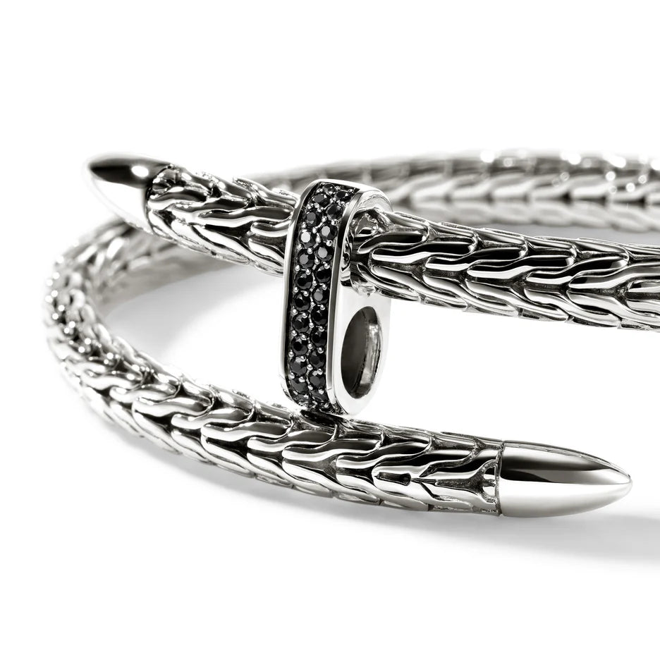 Spear Flex Cuff with Black Sapphires in Sterling Silver by John Hardy