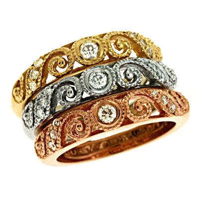 Rose &amp; Yellow &amp; White Gold Fashion Ring
