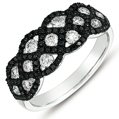 White Gold Black &amp; White Diamond Ring