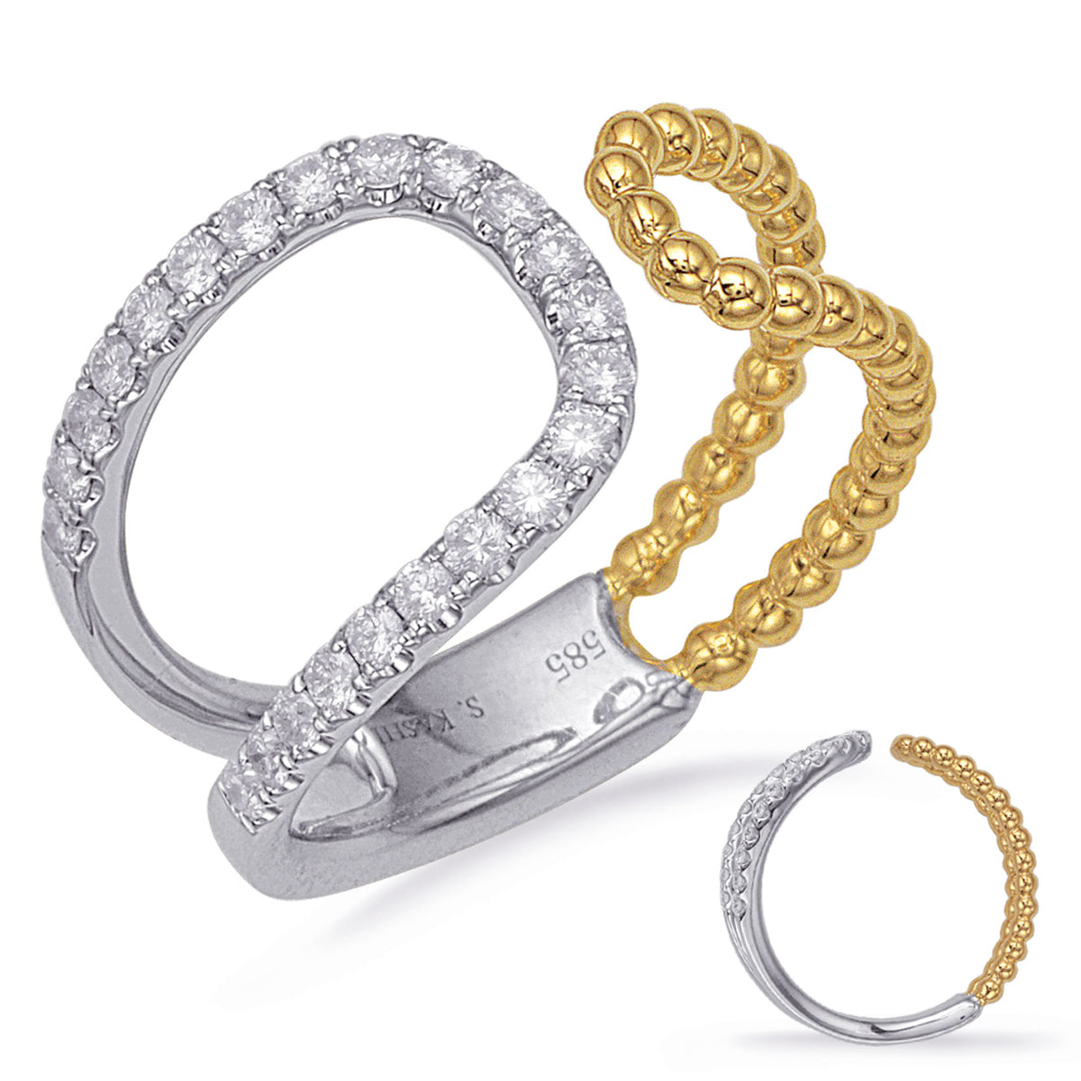 Yellow &amp; White Gold Diamond Fashion Ring