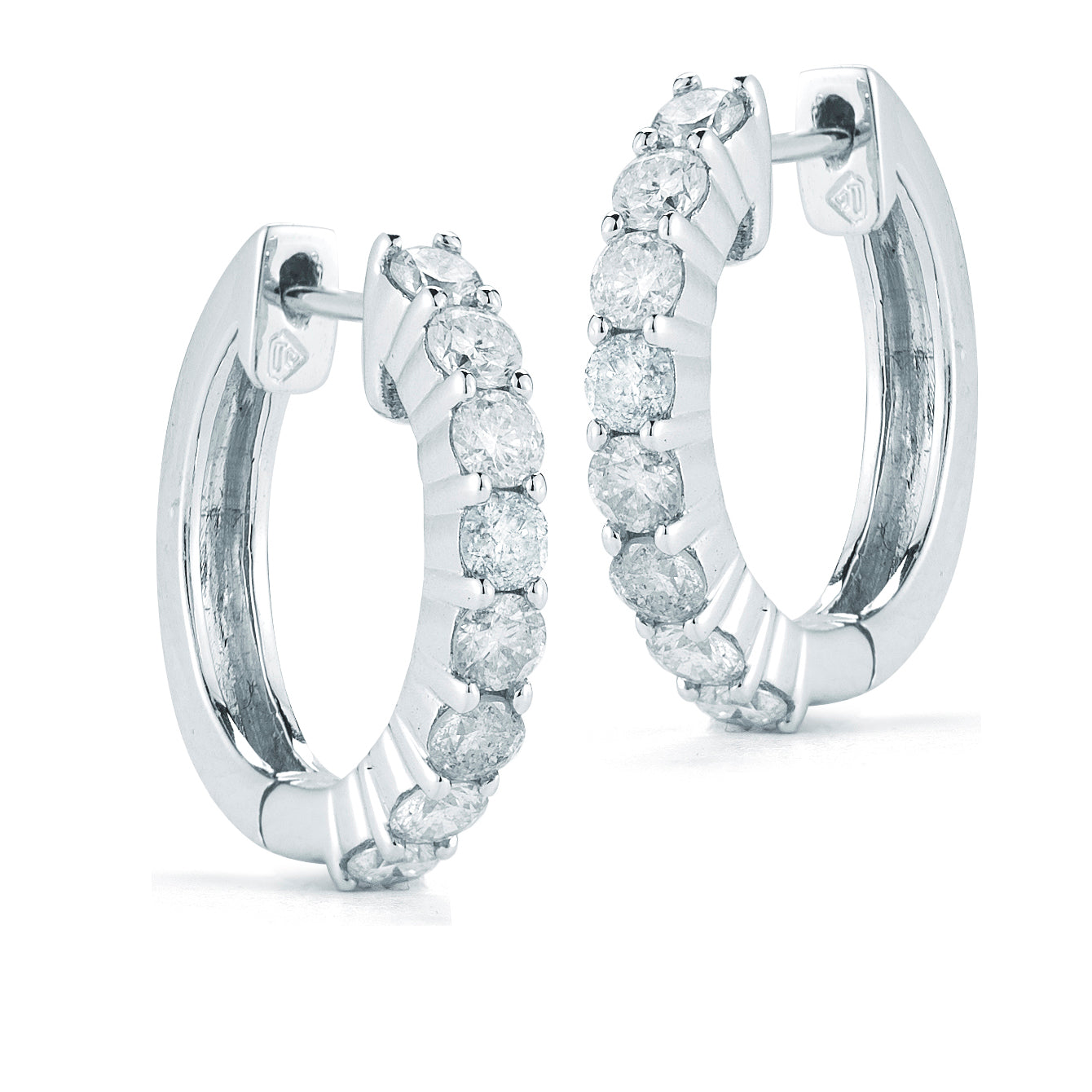 Prong Set Huggies Made In 14K White Gold