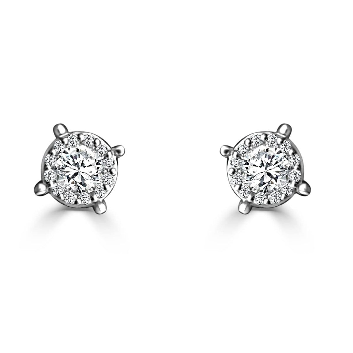 Invisible set Fancy Stud Earrings Made In 14K White Gold