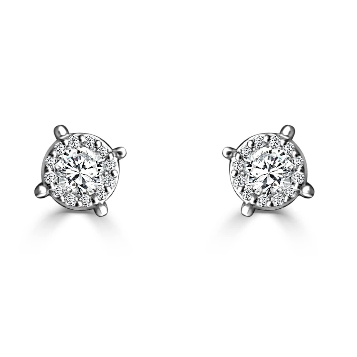 Invisible set Fancy Stud Earrings Made In 14K White Gold