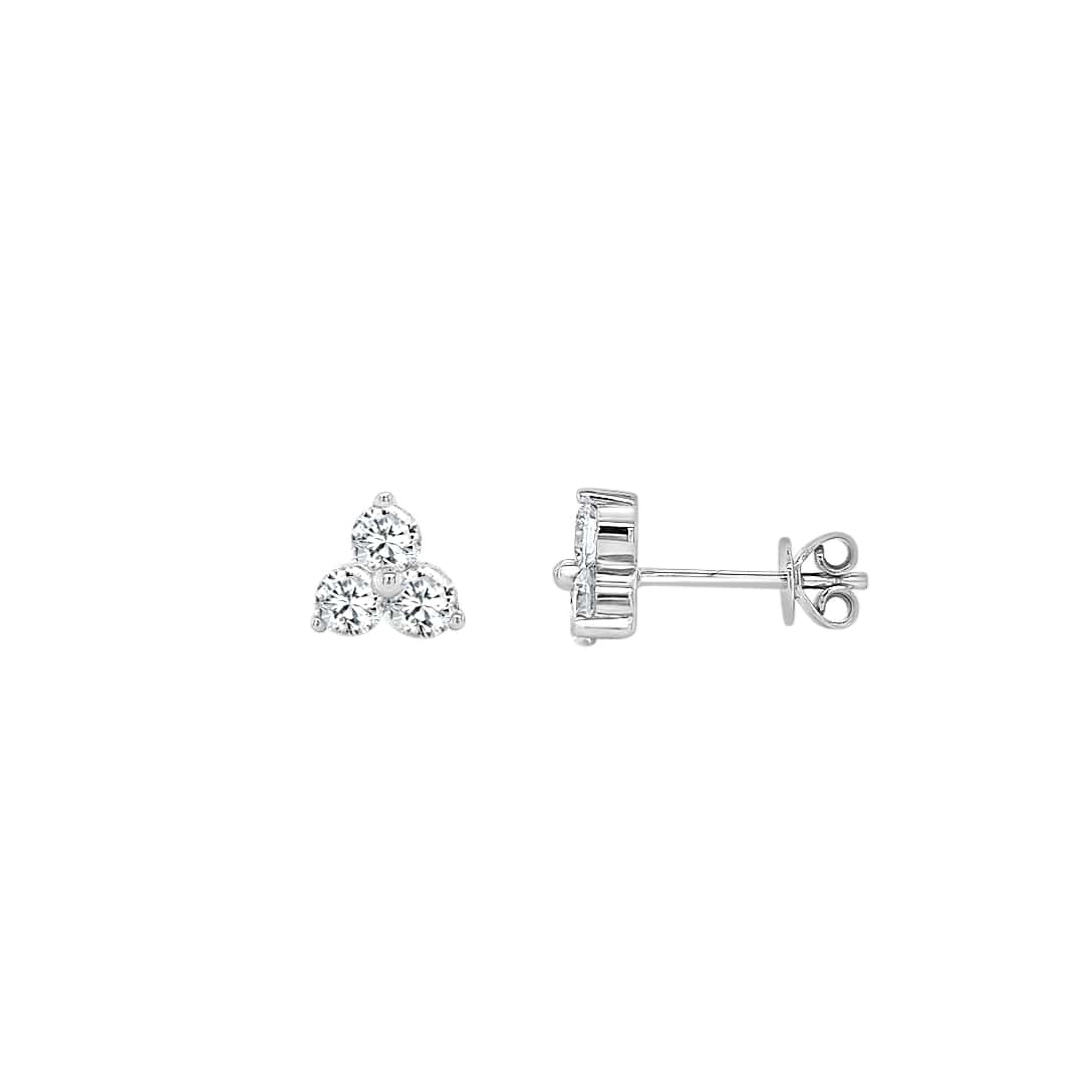 Fancy Stud Earrings Made In 14K White Gold
