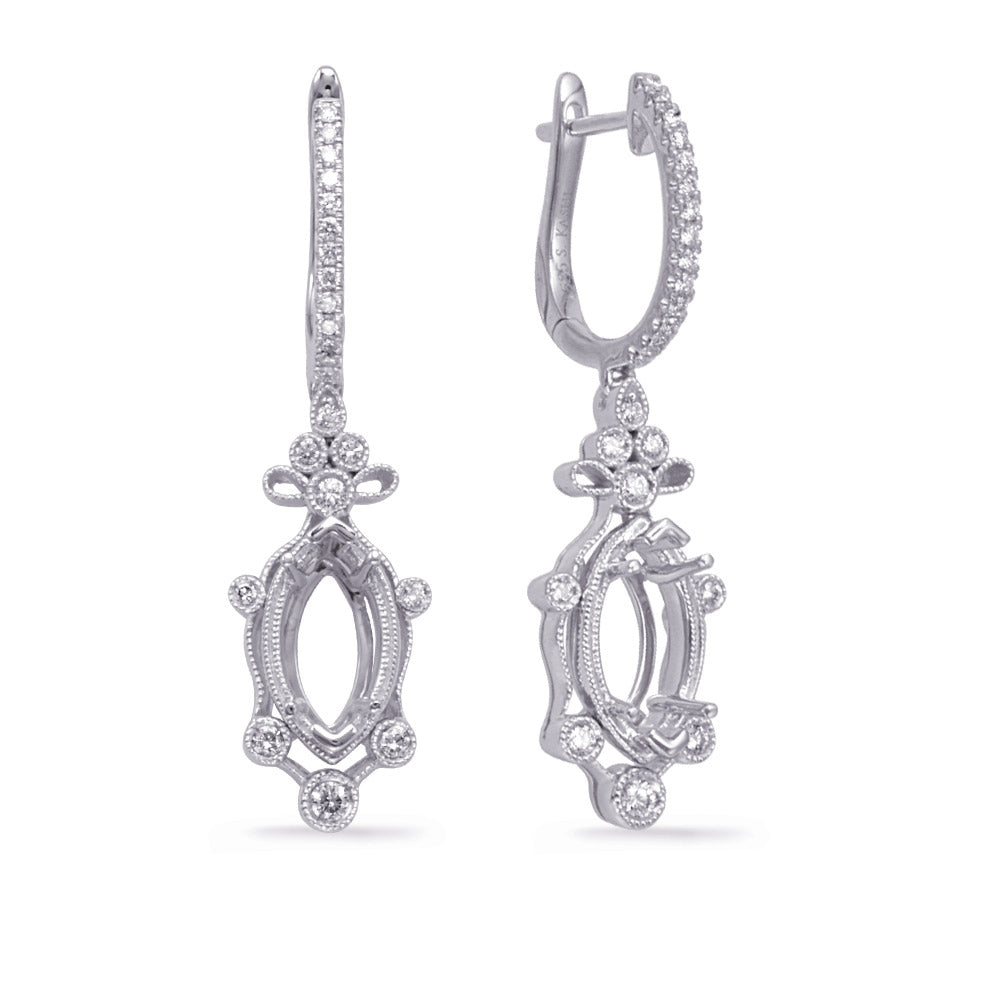 White Gold Diamond Earring 9x4.5mm