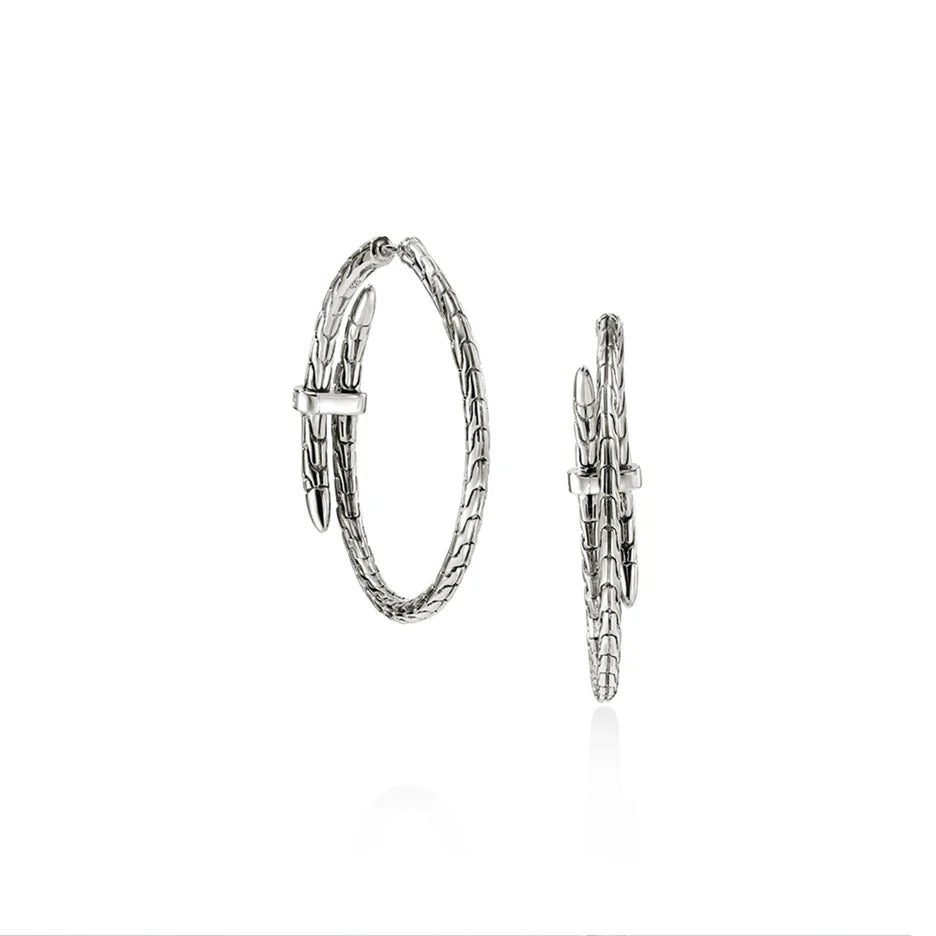 Spear Hoop Earrings, Silver, Diamonds by John Hardy