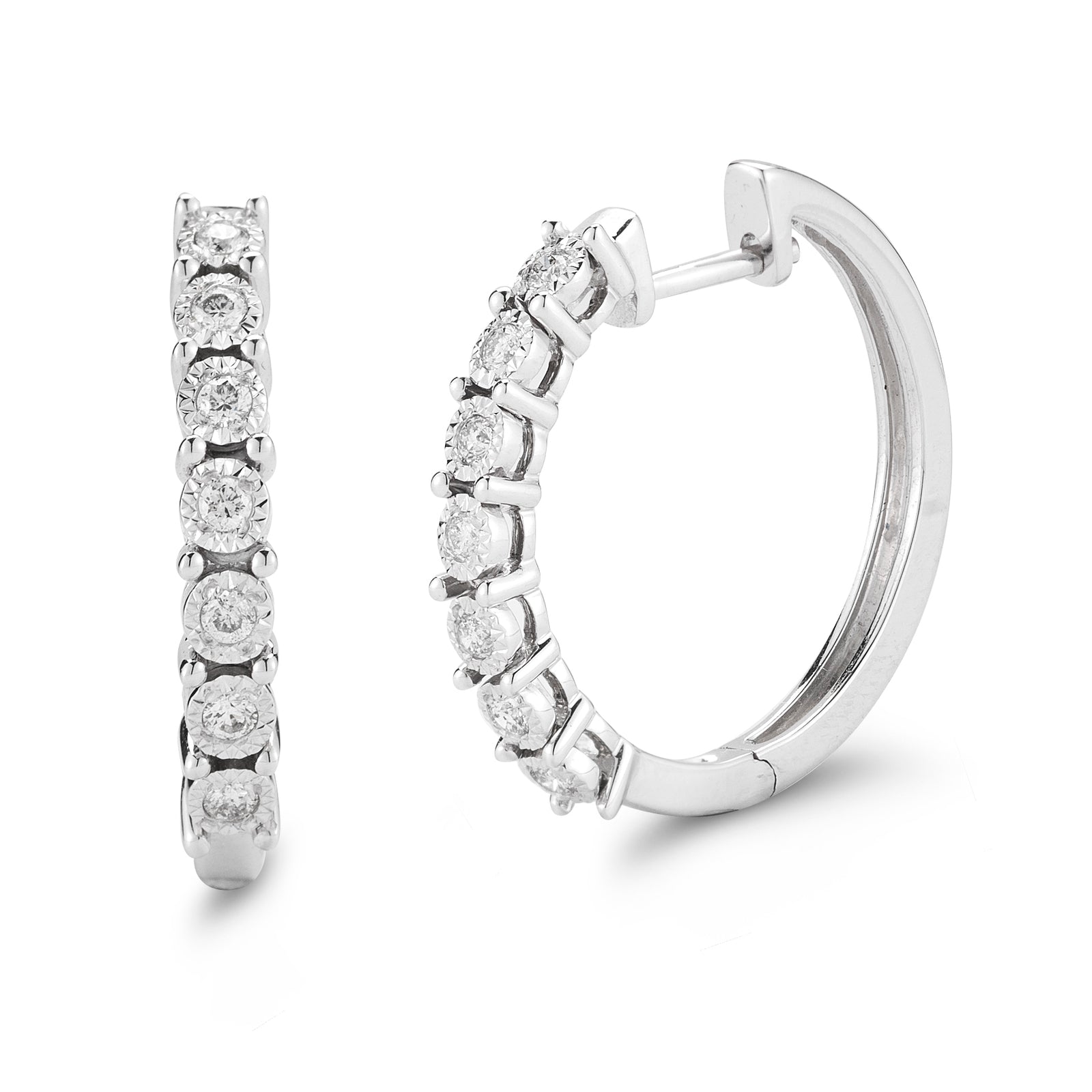 Diamond Hoops Made In 14K White Gold