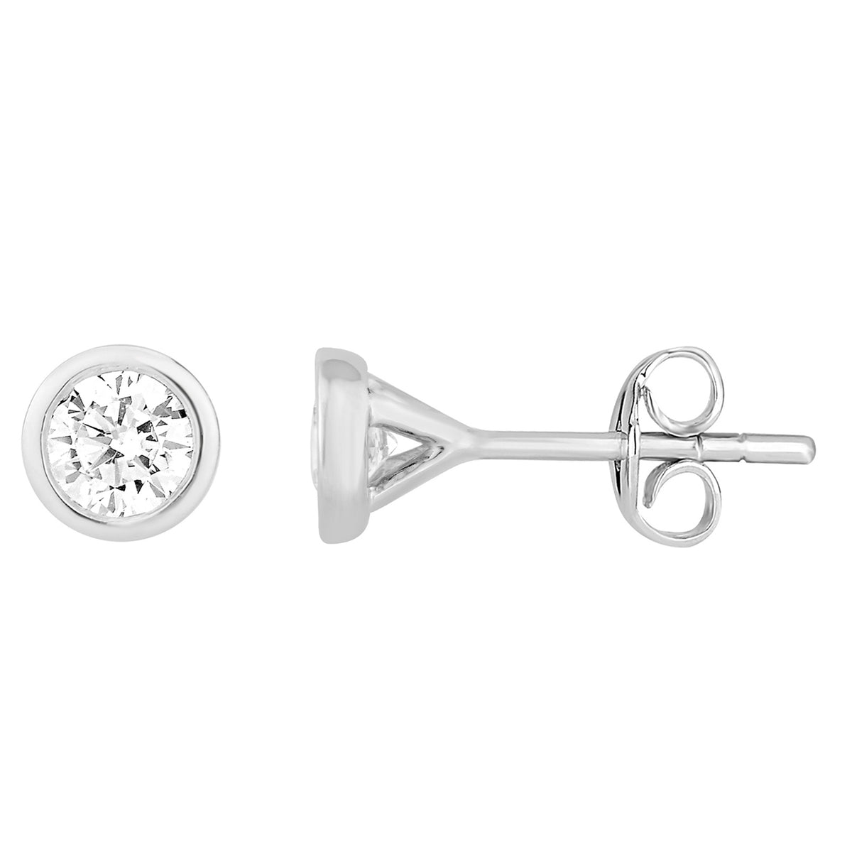 Bezel Martini Set Fancy stud earrings Made In 14K White Gold
