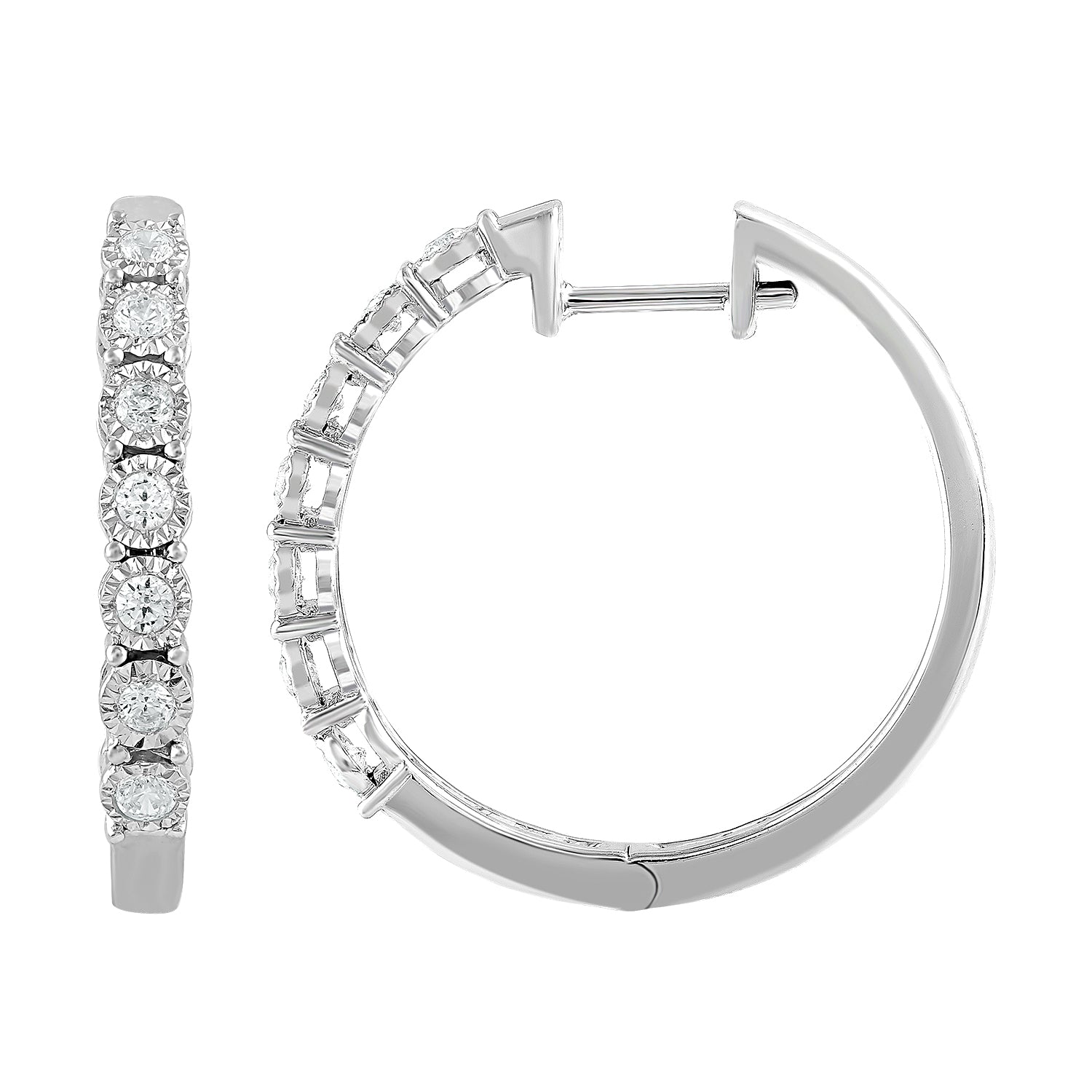 Diamond Hoops Made In 14K White Gold