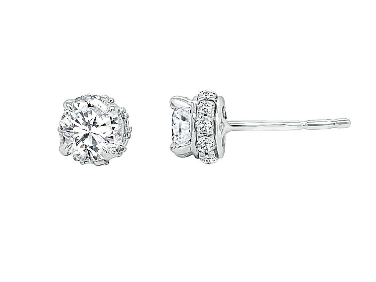 Fancy Stud Earrings Made In 14K White Gold