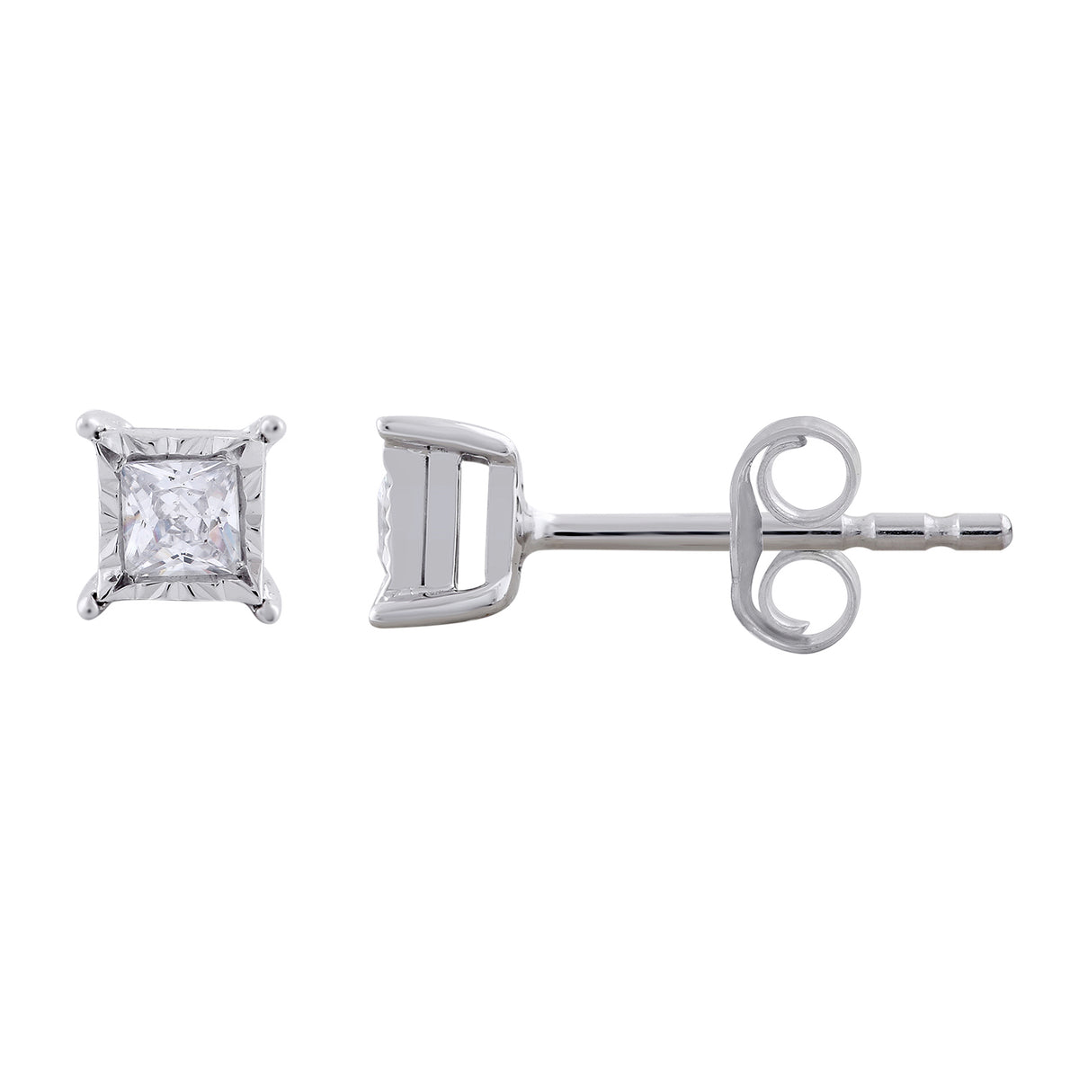 Princess Cut Studs Made In 14K White Gold